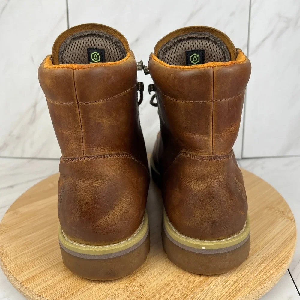Timberland Redwood Falls Mens Size 9.5 Brown Leather Waterproof Moc-Toe Boots